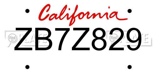 ZB7Z829 California License Plate