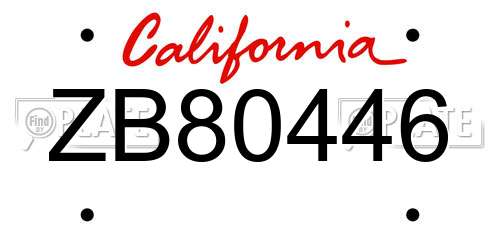 ZB80446 California License Plate