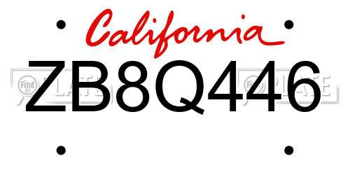 ZB8Q446 California License Plate