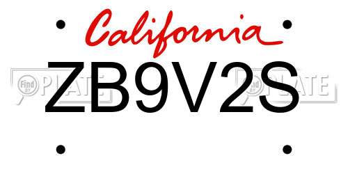 ZB9V2S California License Plate