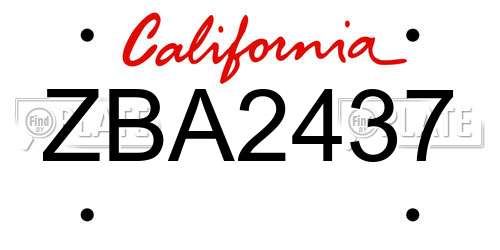 ZBA2437 California License Plate