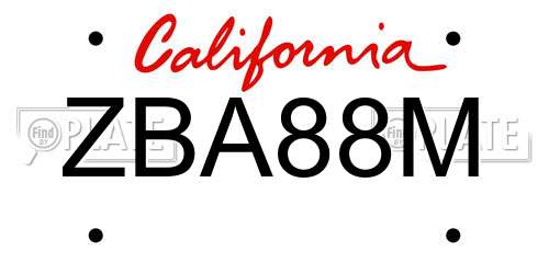 ZBA88M California License Plate