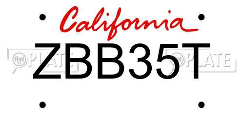 ZBB35T California License Plate