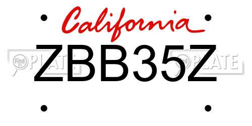 ZBB35Z California License Plate