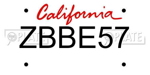 ZBBE57 California License Plate
