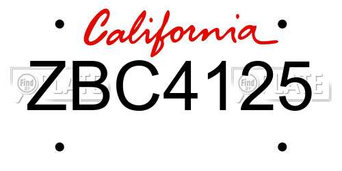 ZBC4125 California License Plate