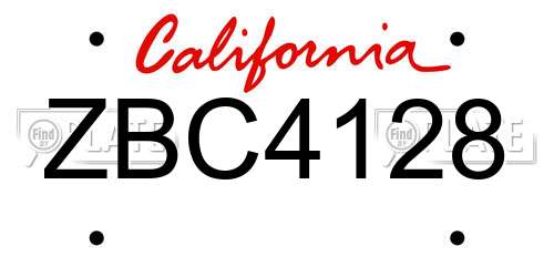 ZBC4128 California License Plate