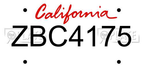 ZBC4175 California License Plate