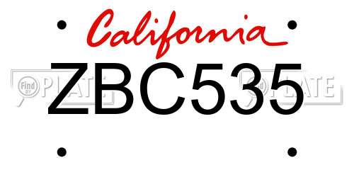 ZBC535 California License Plate