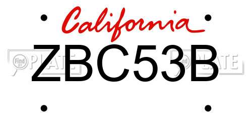 ZBC53B California License Plate