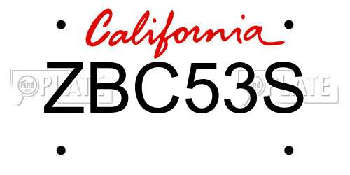 ZBC53S California License Plate