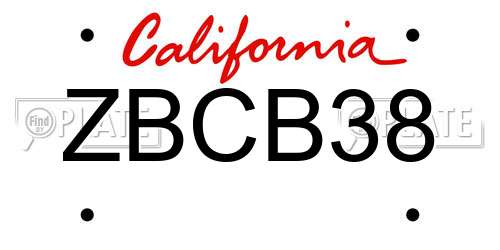 ZBCB38 California License Plate