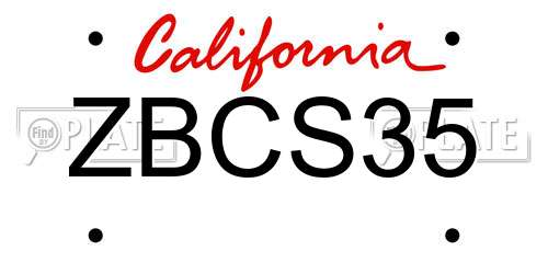 ZBCS35 California License Plate