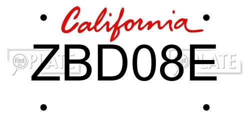 ZBD08E California License Plate