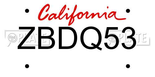 ZBDQ53 California License Plate