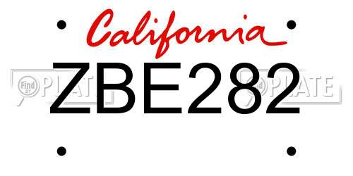ZBE282 California License Plate