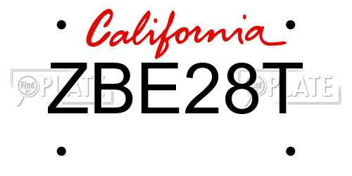 ZBE28T California License Plate