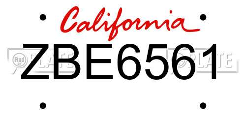 ZBE6561 California License Plate