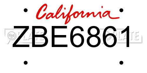 ZBE6861 California License Plate