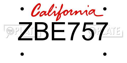 ZBE757 California License Plate