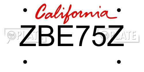 ZBE75Z California License Plate