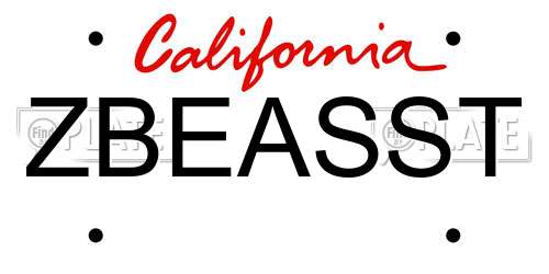 ZBEASST California License Plate