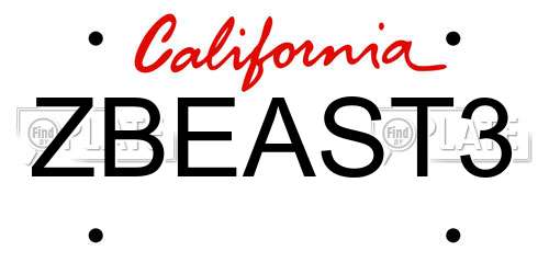 ZBEAST3 California License Plate