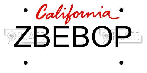 ZBEBOP California License Plate