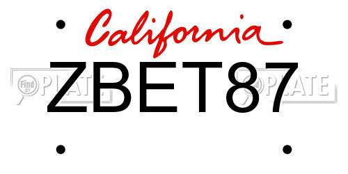 ZBET87 California License Plate