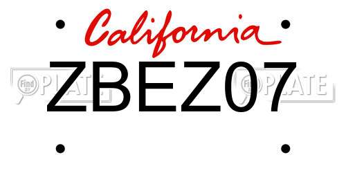ZBEZ07 California License Plate