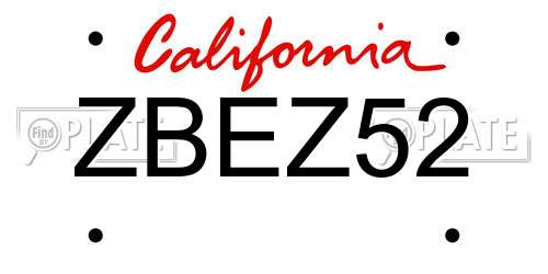 ZBEZ52 California License Plate