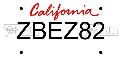 ZBEZ82 California License Plate