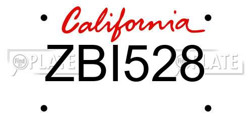 ZBI528 California License Plate