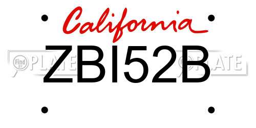 ZBI52B California License Plate