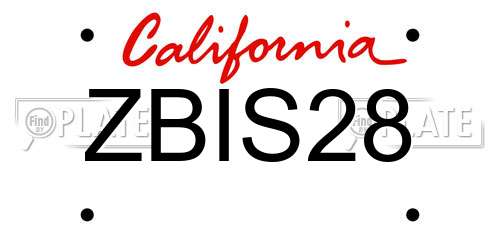 ZBIS28 California License Plate
