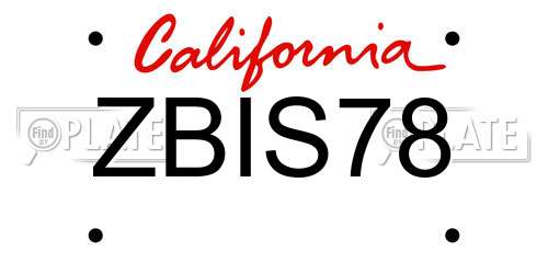 ZBIS78 California License Plate