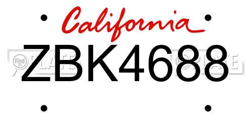 ZBK4688 California License Plate