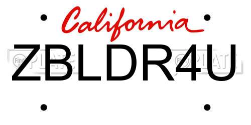 ZBLDR4U California License Plate