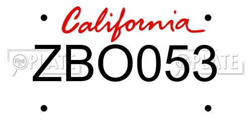 ZBO053 California License Plate