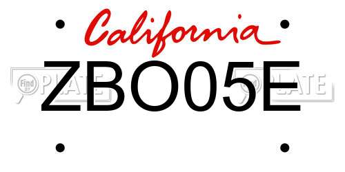 ZBO05E California License Plate