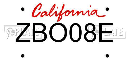ZBO08E California License Plate