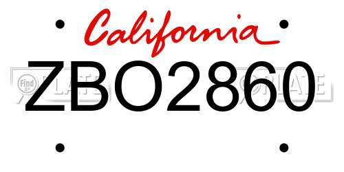ZBO2860 California License Plate