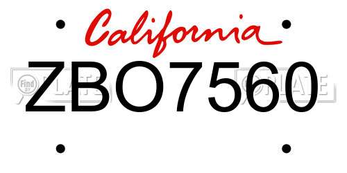 ZBO7560 California License Plate