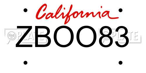 ZBOO83 California License Plate