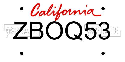 ZBOQ53 California License Plate