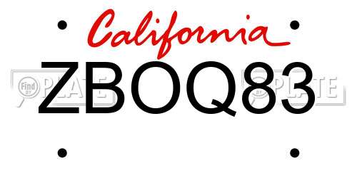 ZBOQ83 California License Plate