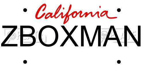 ZBOXMAN California License Plate