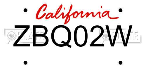 ZBQ02W California License Plate