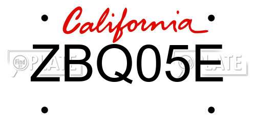 ZBQ05E California License Plate
