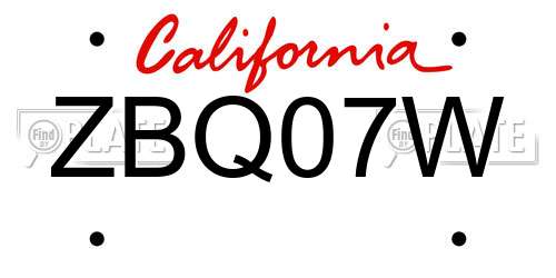 ZBQ07W California License Plate